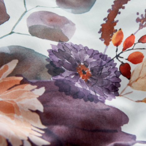 Satin Bettwäsche mit Design aus reiner Bio-Baumwolle mit Herbstblumen von Cotonea